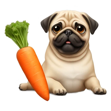 pug eating a carrot  sticker