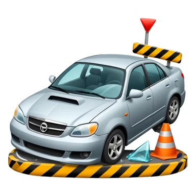 car crashed to a trafic barrier sticker