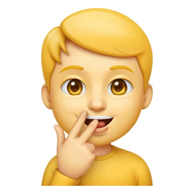 emoji face making shush gesture with finger on lips, other hand pointing at jaw, pressing cheekbones sticker