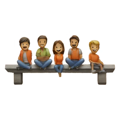 People sitting on top of an orange Xenovo sign. sticker