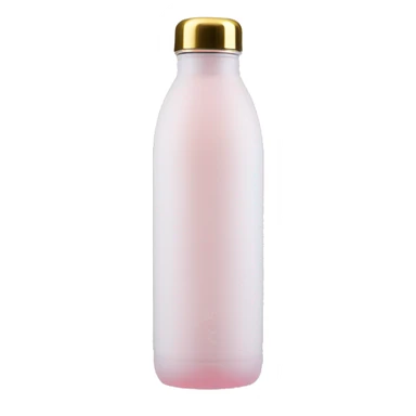  A frosted glass water bottle with a soft pink silicone sleeve and a gold cap. sticker