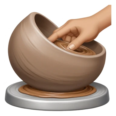 single hand scooping on the side of a blob of clay on a silver pottery wheel sticker