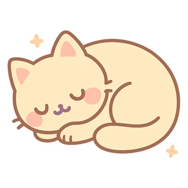 kot, curled up, sleeping, soft fur sticker