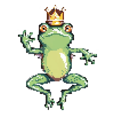 crowned frog jumping pose sticker