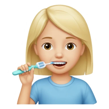 little girl brushing her teeth sticker