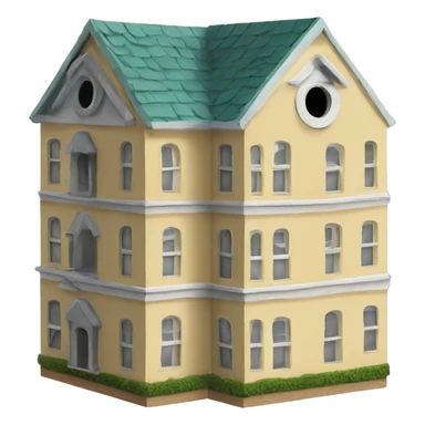 Apartment building shaped birdhouse for birds sticker