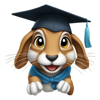 running hare wearing graduation hat sticker