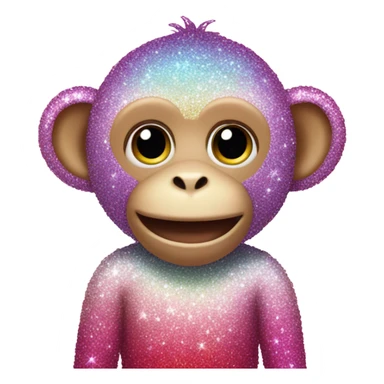 Pink ombre sparkly monkey with rainbow flowers sticker