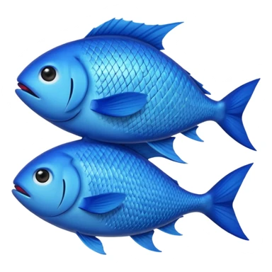 large pile of blue fish, iPhone Apple emoji style, something between 2D and 3D, variation 2 sticker