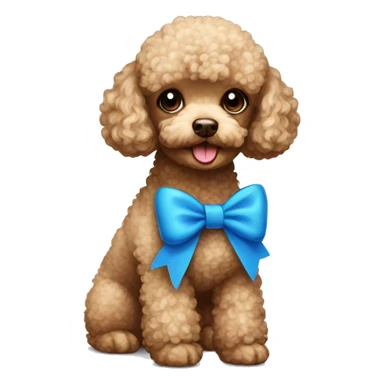 A toy poodle with blue bow sticker