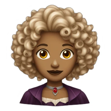 curly hair vampire lady medium skin tone sticker