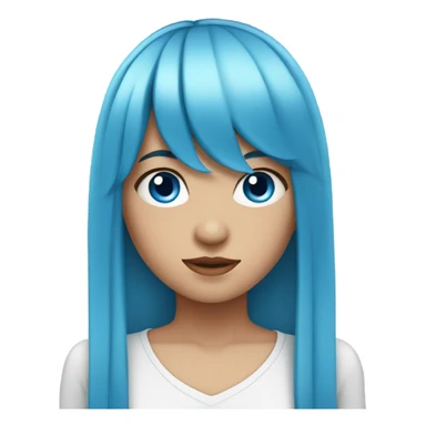 teenage girl with blue eyes and long blue hair with bangs sticker