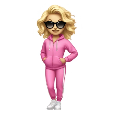 dancing-fair-haired-white-girl-pink-oversize-tracksuit-black-glasses sticker