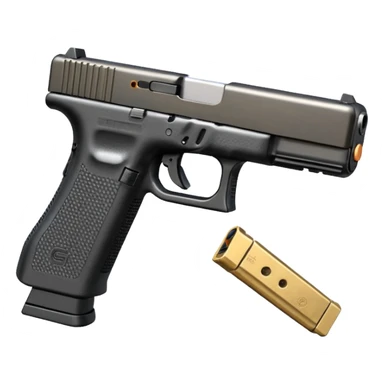Glock 17 with an extended magazine and a clear legible engraving "N Block 17" sticker