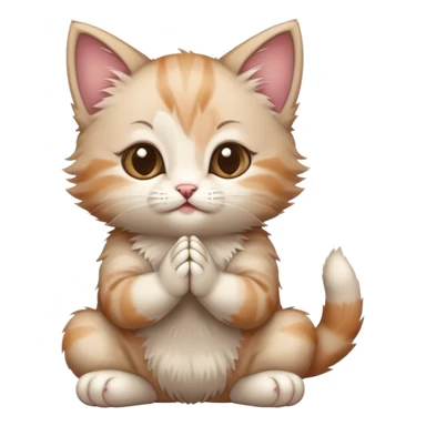  kitten on their knees begging with hands clasped together and pleading expression sticker