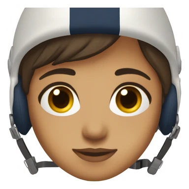 Female Navy helicopter pilot with medium short hair, brown eyes, dark face, white skin, pretty face, warm tone makeup sticker