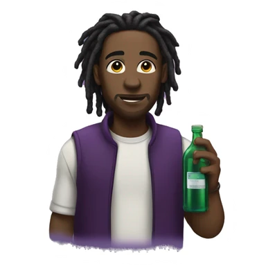 black man with dreads and a bottle of purple liquid  sticker