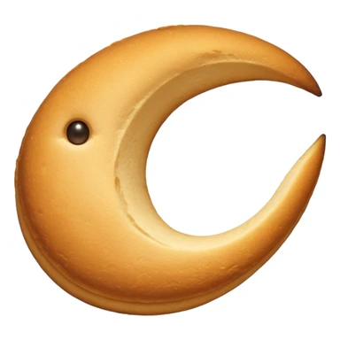 elongated  in the shape of a crescent moon crouton without a face sticker
