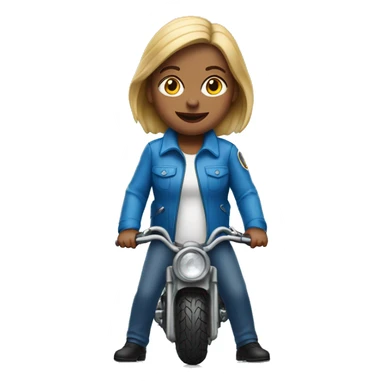 EMOJI DE MULHER CLARA, EM MOTO AZUL FRONTAL sticker
