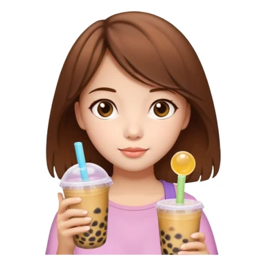 brown hair girl carrying bubble tea in summer sticker