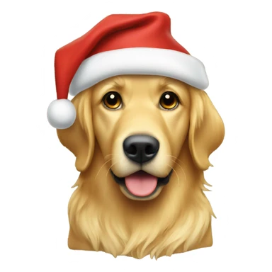 À golden retreiver with a christmas hat sticker