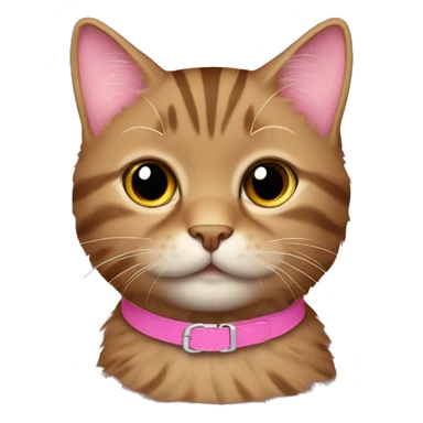 Brown Fluffy tabby cat pink collar sticker
