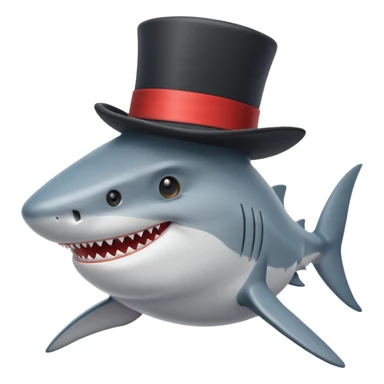 shark with a top hat, smiling sticker