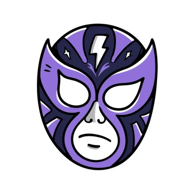 A hand-drawn purple and blue luchador wrestling mask with decorative patterns sticker