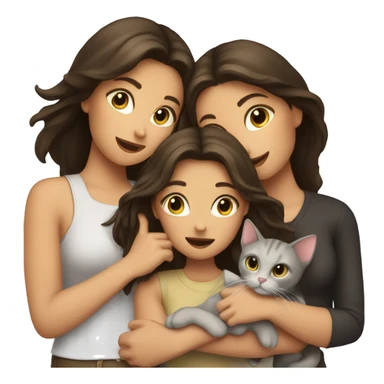 Two brunette girls and two cats in hands sticker