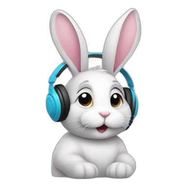 bunny listening songs sticker