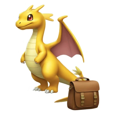Pokemon #149 Dragonite with messenger bag  sticker