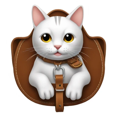 cat making a leather saddle sticker