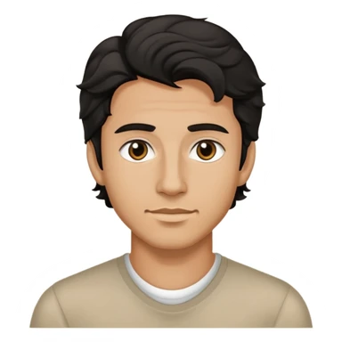 Chico con cabello ondulado no chino color negro ojos negros sin barba ni bigote de 25 años  sticker