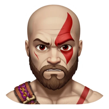 Visage de Kratos du jeu PlayStation a la perfection, c'est a dire que la marque rouge doit partir jusqu'à l'arrière du crâne  sticker