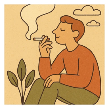 person smoking, relaxed pose, minimalistic style, warm colors sticker