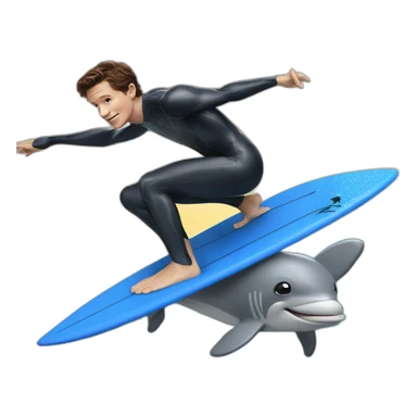 Tom Holland surfing on a dolphin sticker