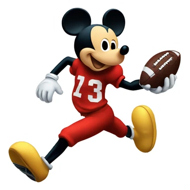 Mickey Mouse running with a football in his hand sticker