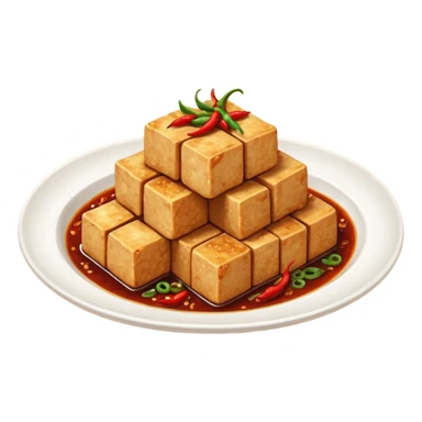 fried crispy tofu with chili on the plate sticker