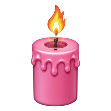 Draw a pink candle with a flame on it that looks 5 degrees tilted from a bird's eye view. sticker