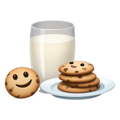 Emoji of a glass of milk and a plate of homemade cookies. Simple and cozy design, warm brown and cream shades sticker