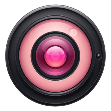 A round camera lens, apple emoji style, minimalist, with highlights, pink, only lens, variant 5 sticker