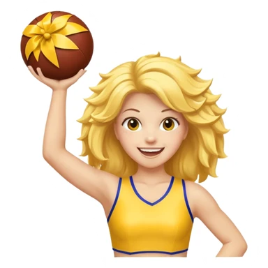 football cheerleader, hold a big cheering pom, yellow and twinkle sticker