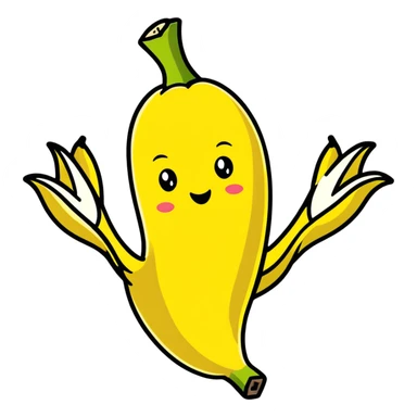 peeled banana with two hands forming a heart shape around it sticker