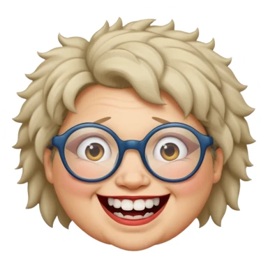 short fat lady with glasses ,crooked teeth and crazt hair sticker