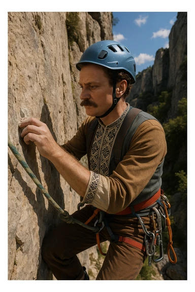 a man flakes off the rock face sticker