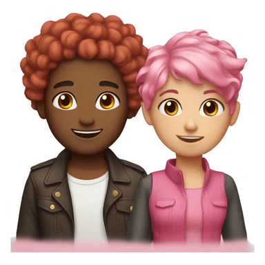besties pink hair and brown haur sticker