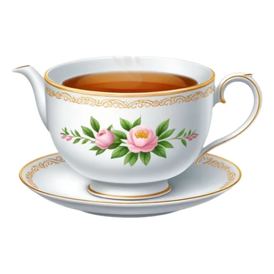 English tea cup with tea sticker