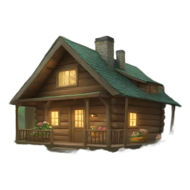 cabin in the woods with garden sticker