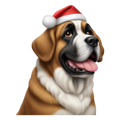 St. Bernard in a Christmas hat sticker