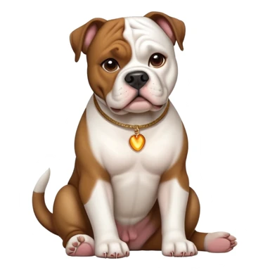 cinematic-[american bulldog]-realistic-full-body-sitting-emoji,-tail-resting-loosely-beside-its-paws,-head-tilted-dramatically,-sleek-[brown]-fur,-simplified-yet-realistic-focused-features,-highly-detailed,-glowing-with-an-almost-sarcastic-glow sticker